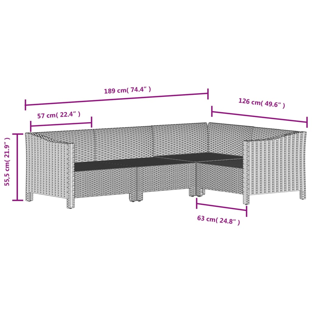 vidaXL 6 Piece Garden Lounge Set with Cushions Grey Poly Rattan