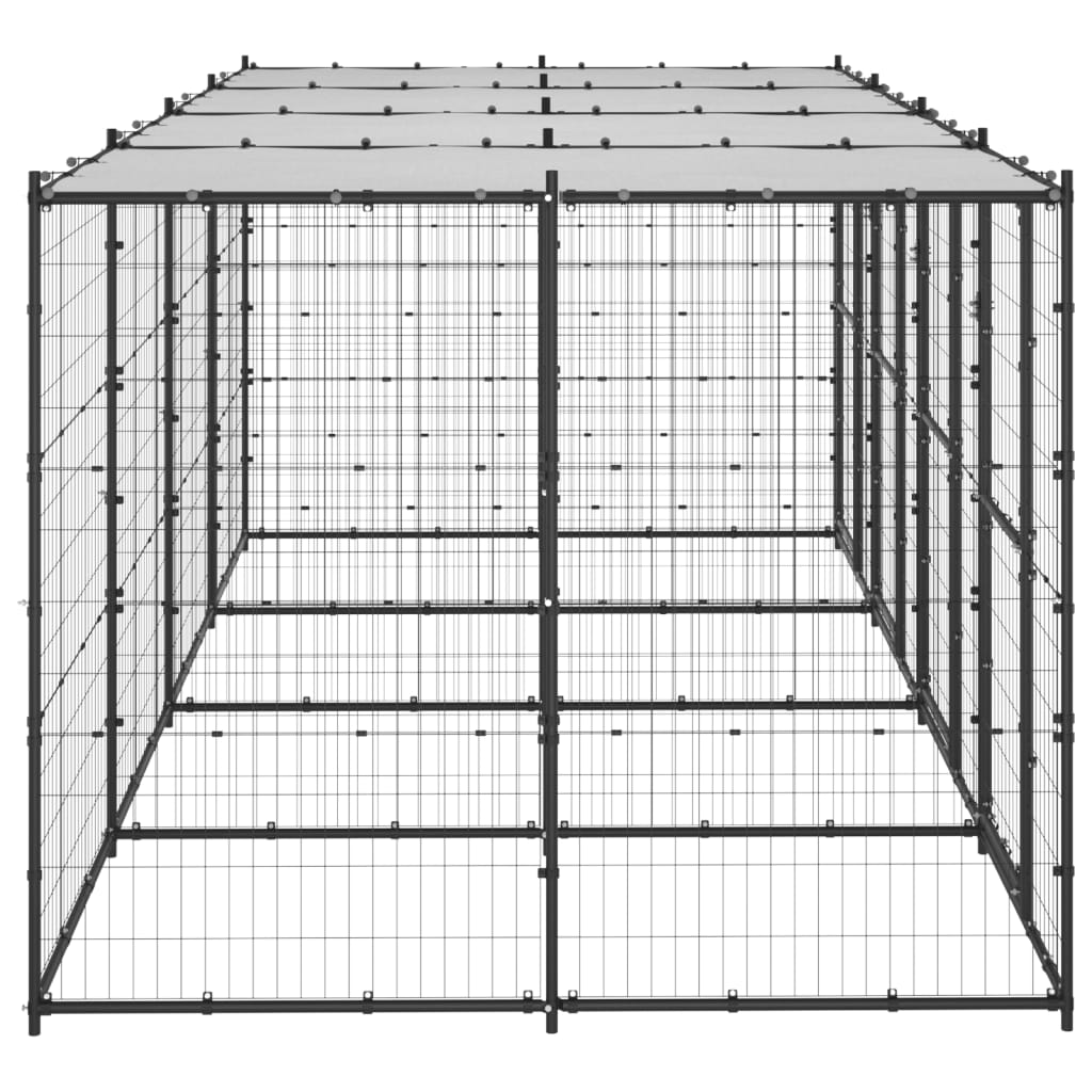 vidaXL Outdoor Dog Kennel Steel with Roof 9.68 m²