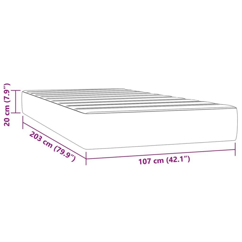 vidaXL Pocket Spring Bed Mattress Black 106x203x20 cm King Single Size Velvet