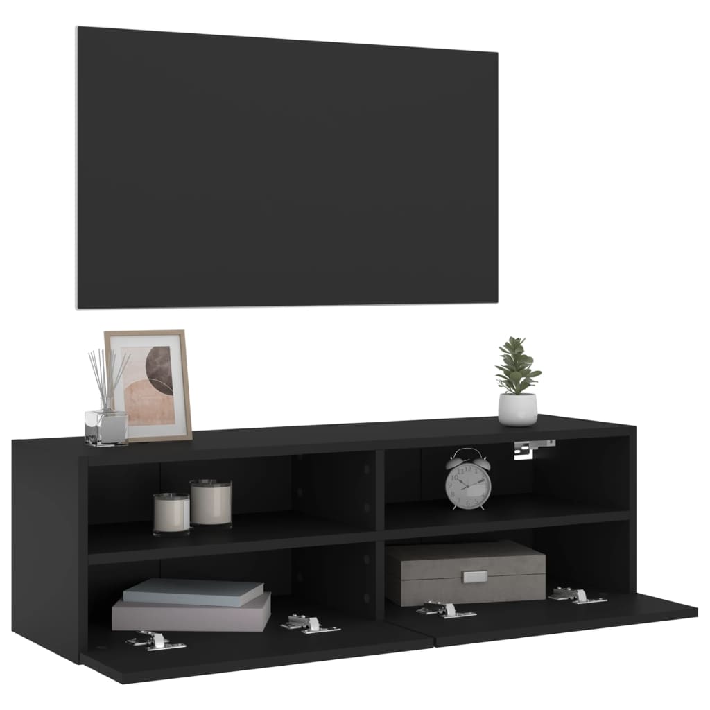 vidaXL TV Wall Cabinet Black 100x30x30 cm Engineered Wood