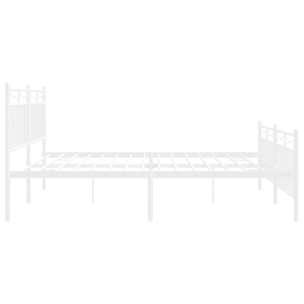 vidaXL Metal Bed Frame without Mattress with Footboard White 180x200 cm Super King