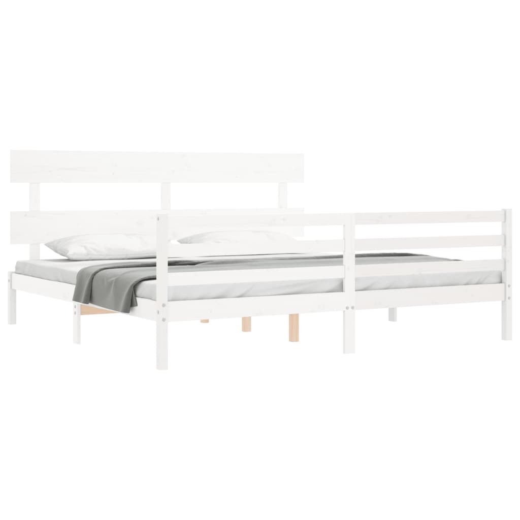 vidaXL Bed Frame without Mattress White Super King Size Solid Wood