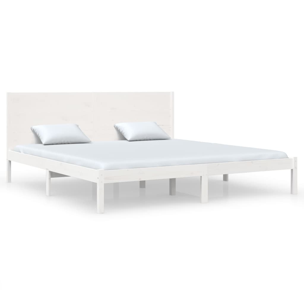 vidaXL Bed Frame without Mattress White 180x200 cm Super King Solid Wood