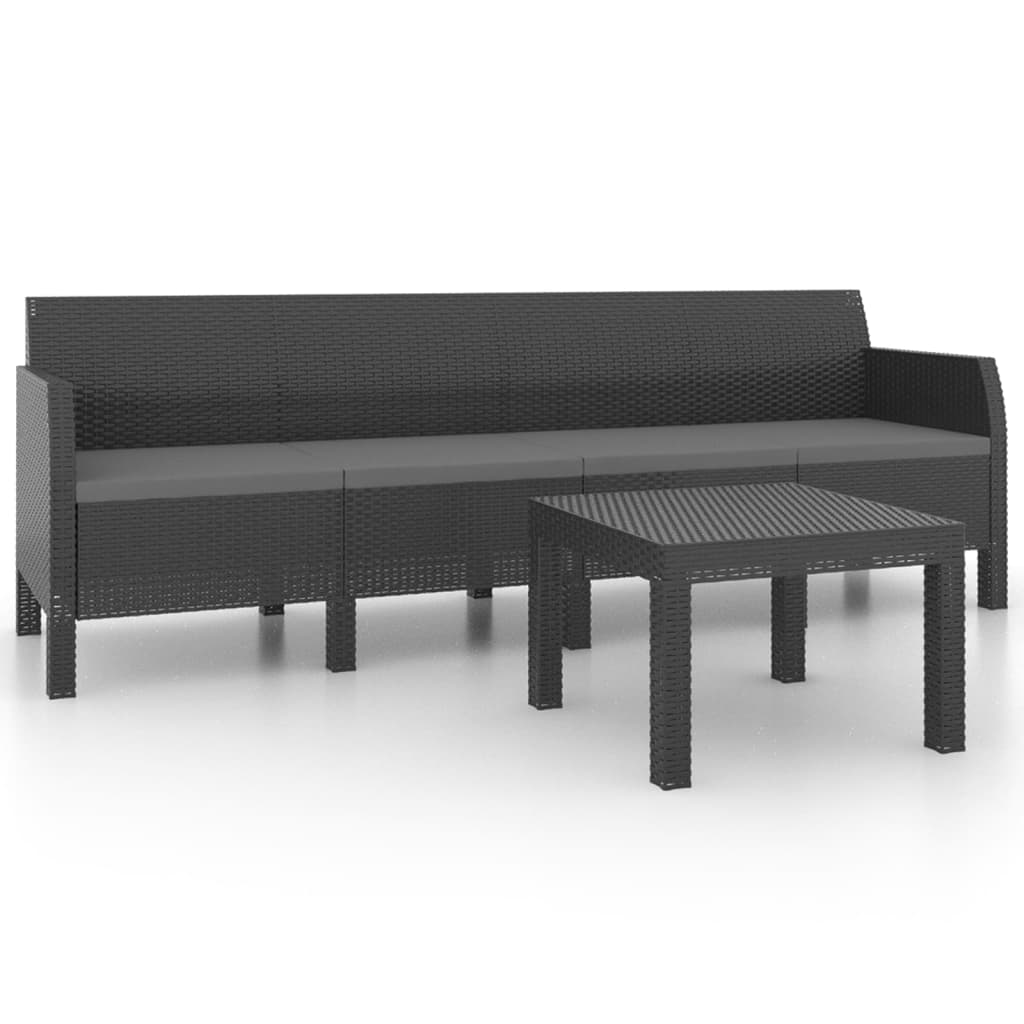 vidaXL 2 Piece Garden Lounge Set with Cushions PP Rattan Anthracite