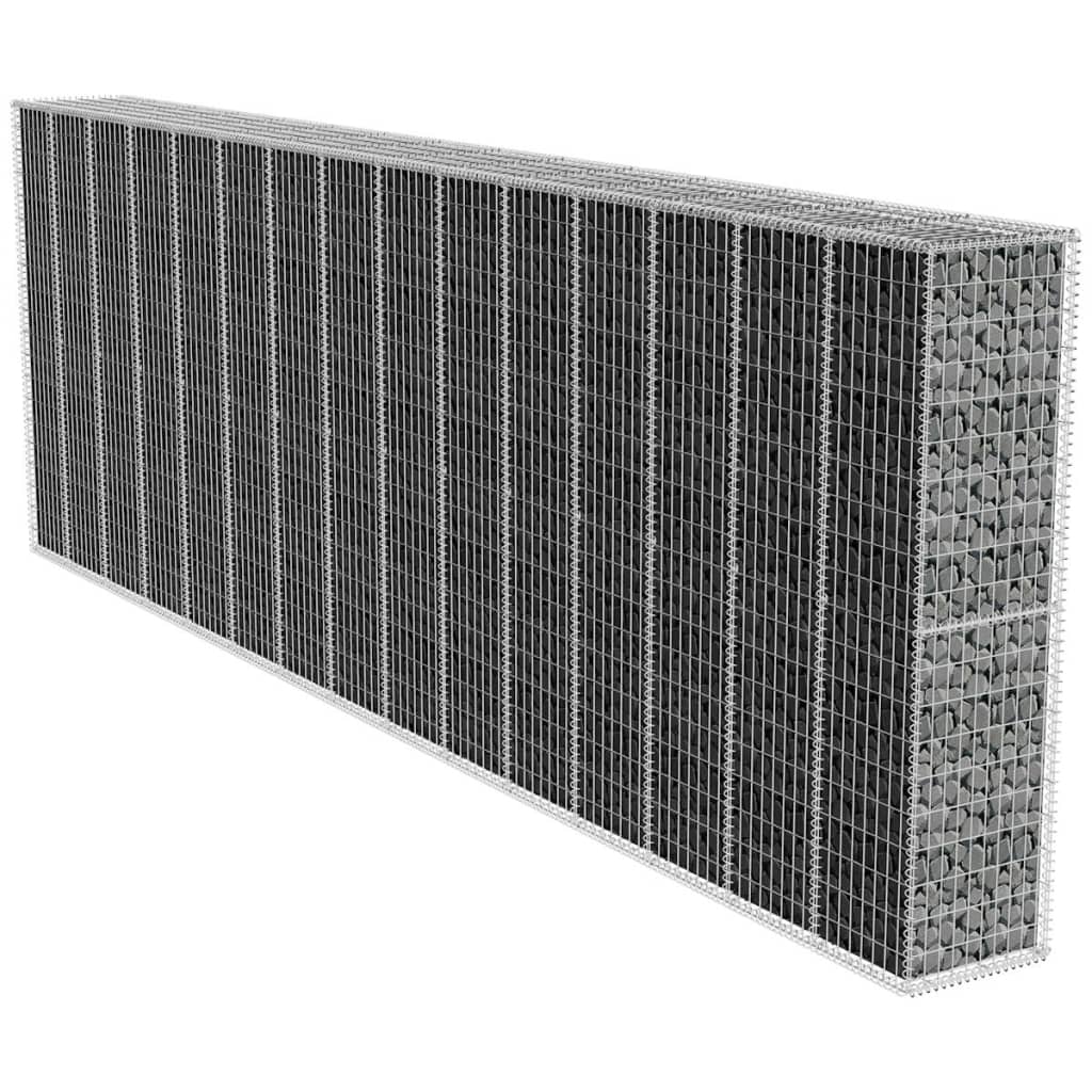 vidaXL Gabion Wall with Cover Galvanised Steel 600x50x200 cm