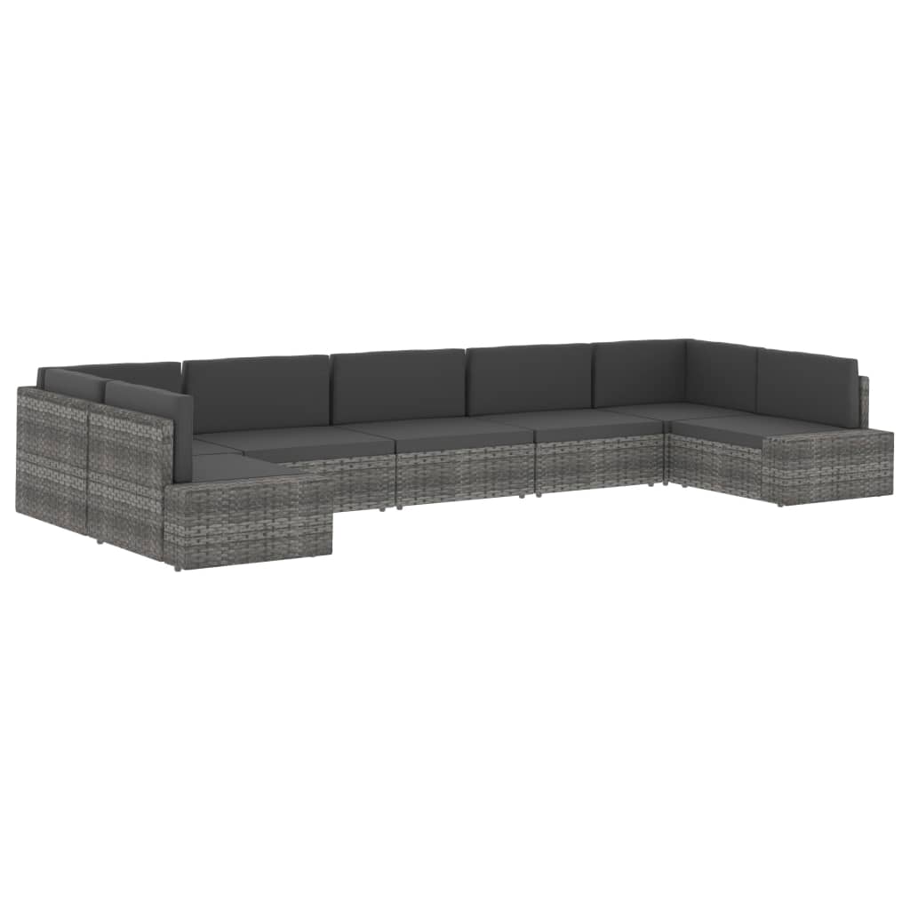 vidaXL 2 Piece Garden Lounge Set Poly Rattan Grey