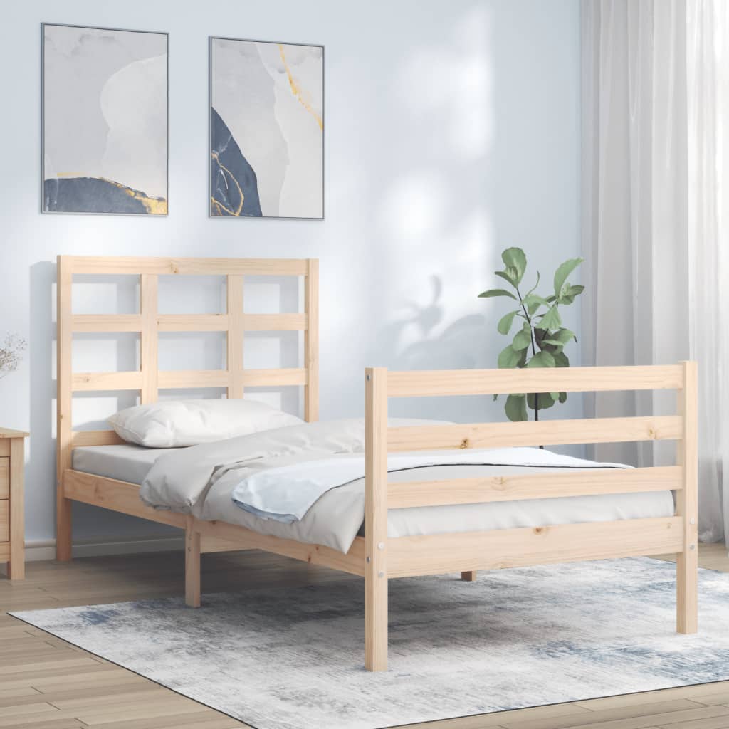 vidaXL Bed Frame without Mattress Single Solid Wood