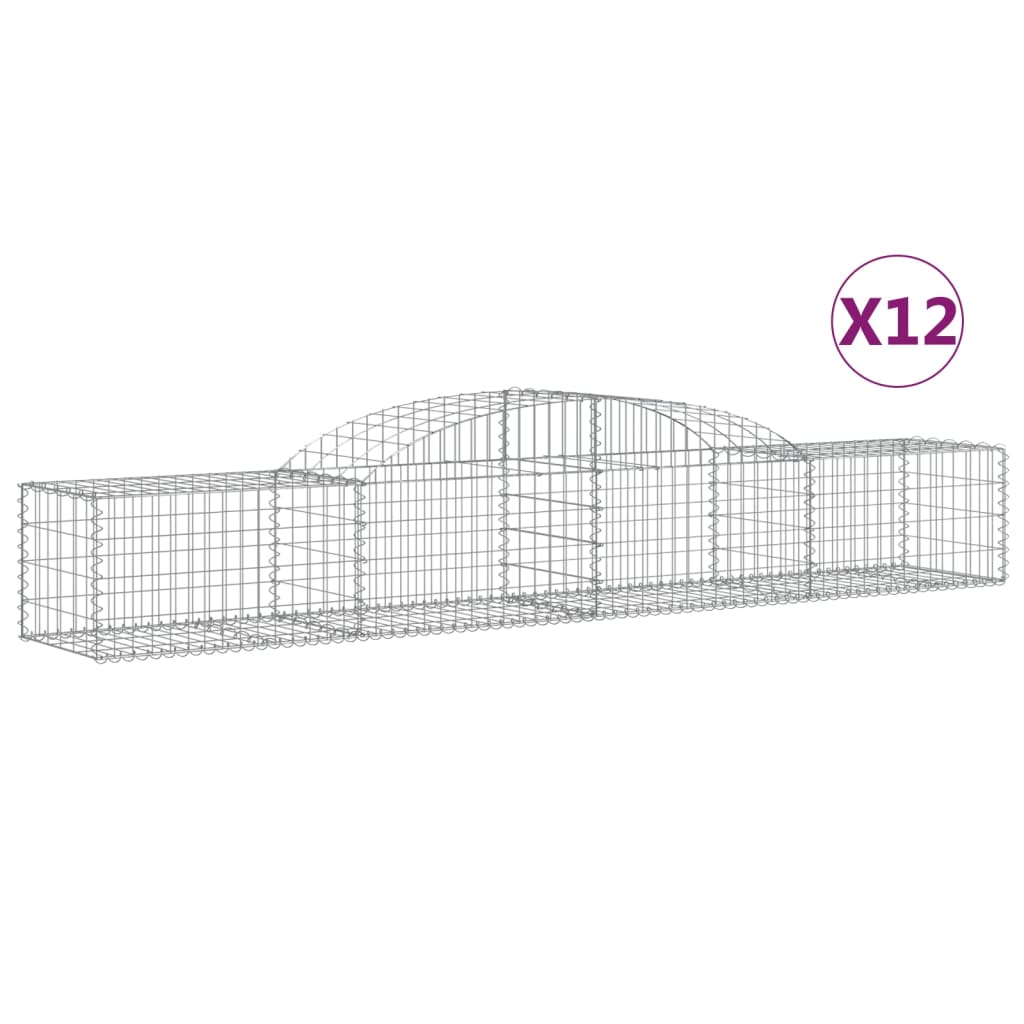 vidaXL Arched Gabion Baskets 12 pcs 300x50x40/60 cm Galvanised Iron