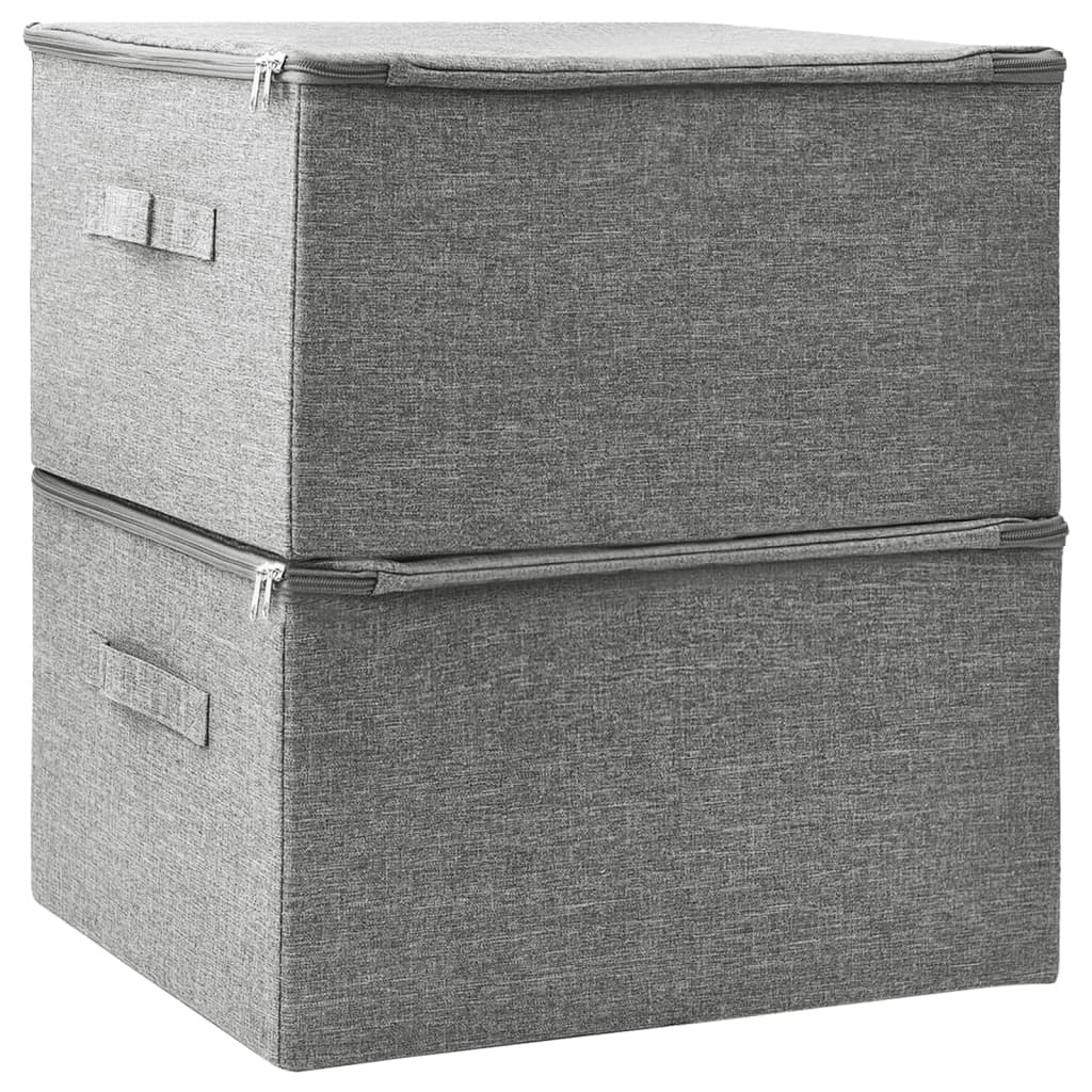 vidaXL Storage Boxes 2 pcs Fabric 43x34x23 cm Grey