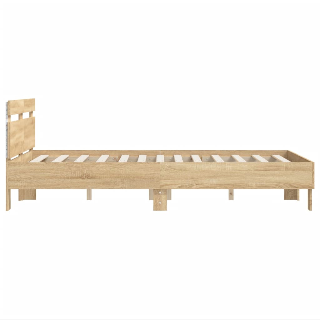 vidaXL Bed Frame with LED without Mattress Sonoma Oak 135x190 cm Double