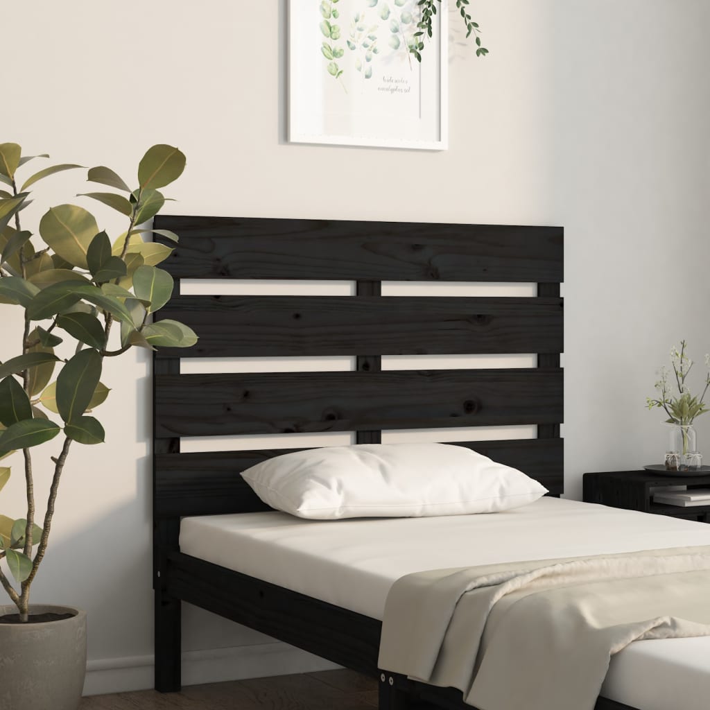 vidaXL Headboard Black 75x3x80 cm Solid Wood Pine