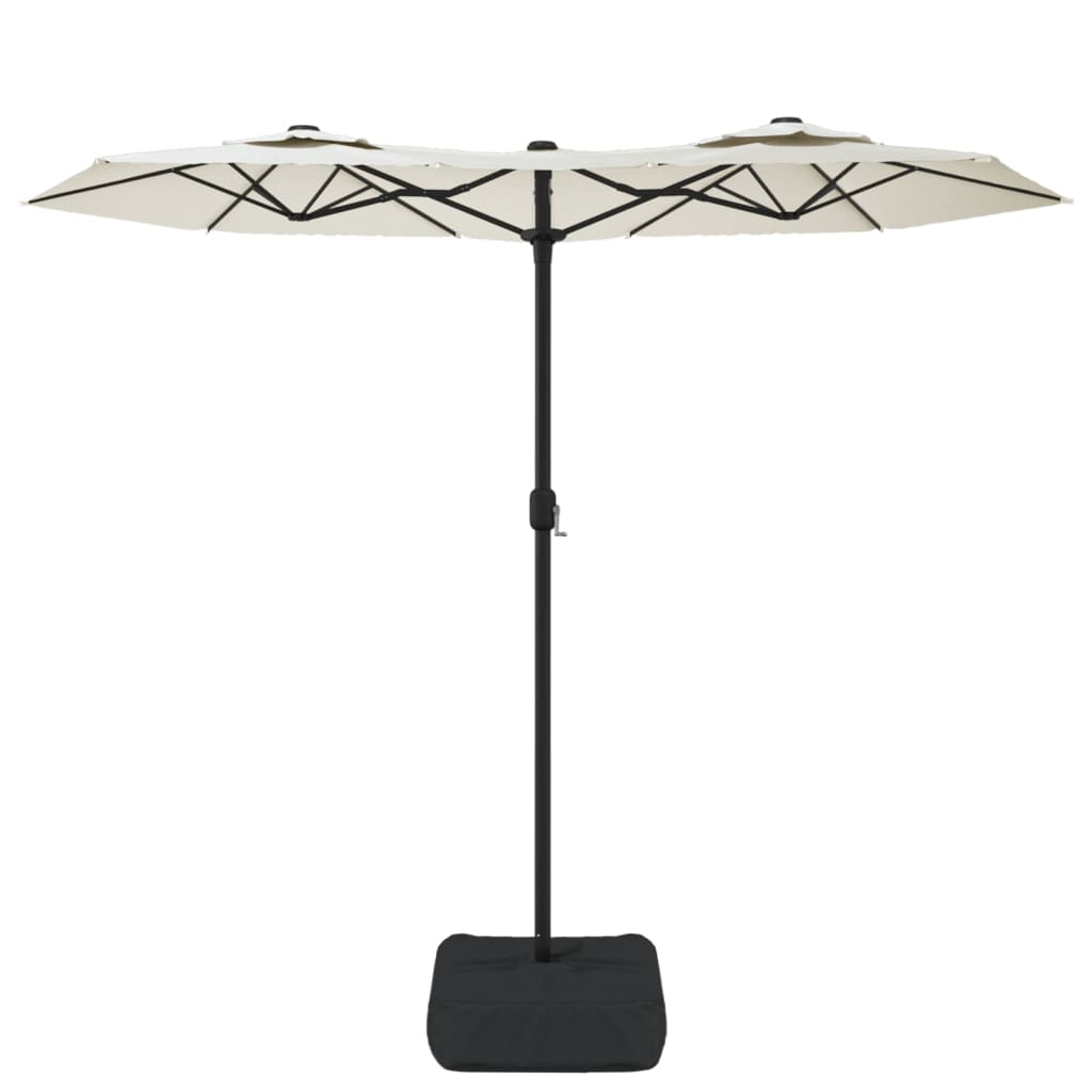 vidaXL Double-Head Garden Parasol with LEDs Sand White 316x240 cm