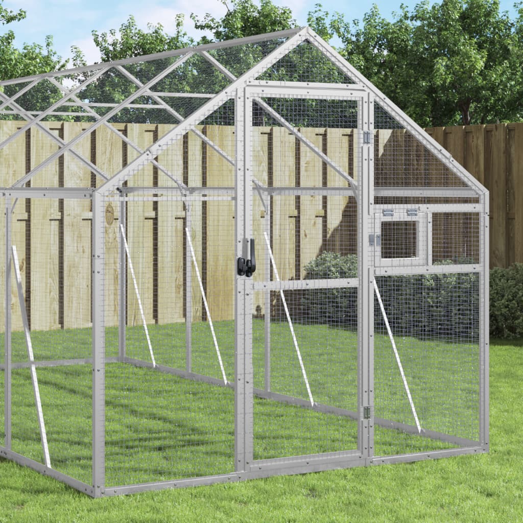 vidaXL Aviary Silver 1.79x4x1.85 m Aluminium