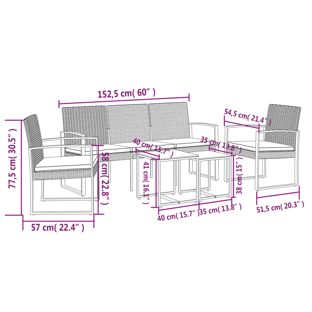 vidaXL 5 piece Garden Dining Set with Cushions Dark Grey PP Rattan