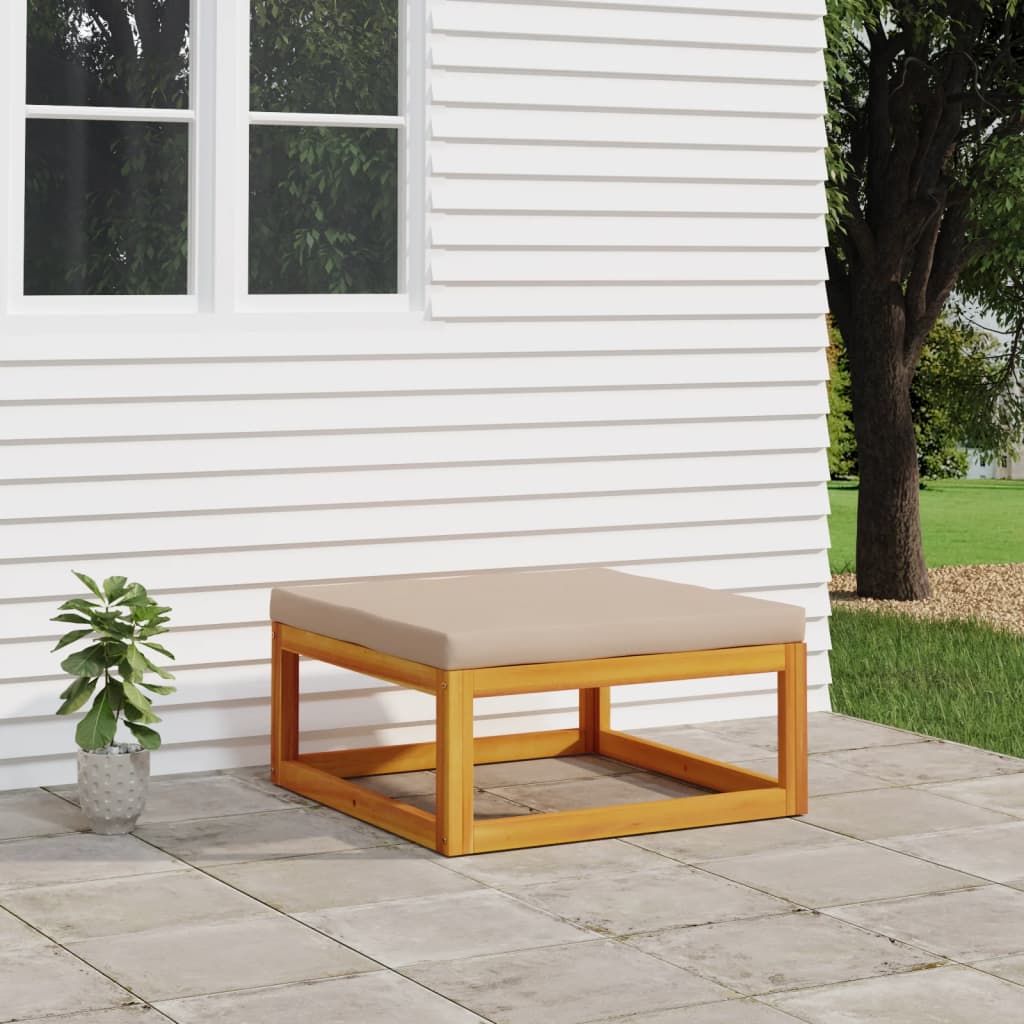 vidaXL Garden Footrest with Taupe Cushion Solid Wood Acacia