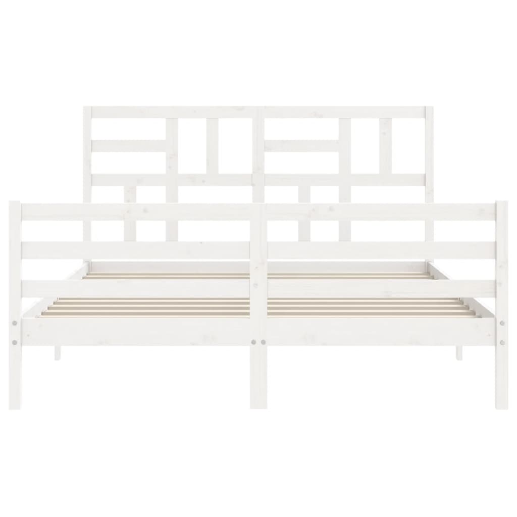 vidaXL Bed Frame without Mattress White King Size Solid Wood