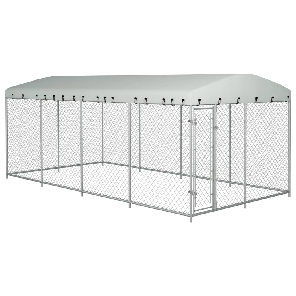 vidaXL Outdoor Dog Kennel with Roof 7.6x3.8x2.3 m