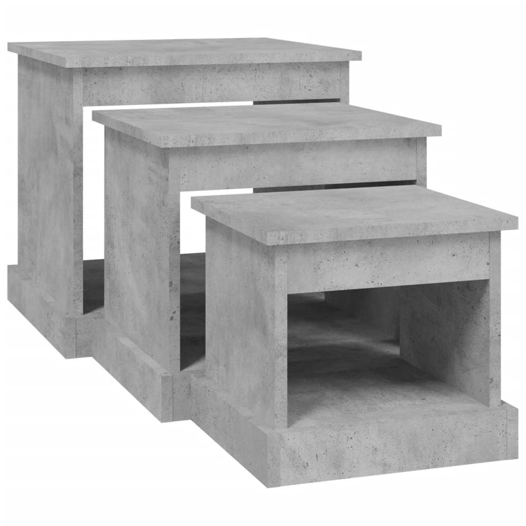 vidaXL Coffee Tables 3 pcs Concrete Grey Engineered Wood