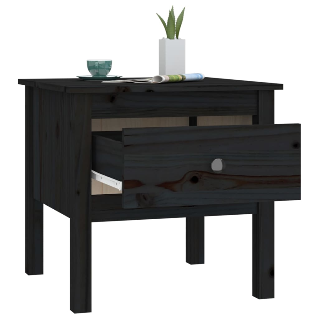 vidaXL Side Table Black 50x50x49 cm Solid Wood Pine