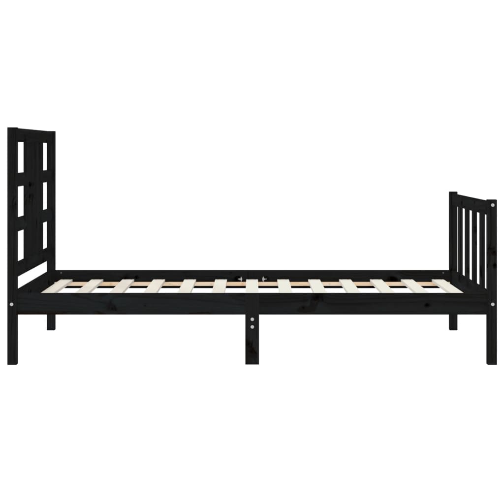 vidaXL Bed Frame without Mattress Black 90x190 cm Single Solid Wood Pine