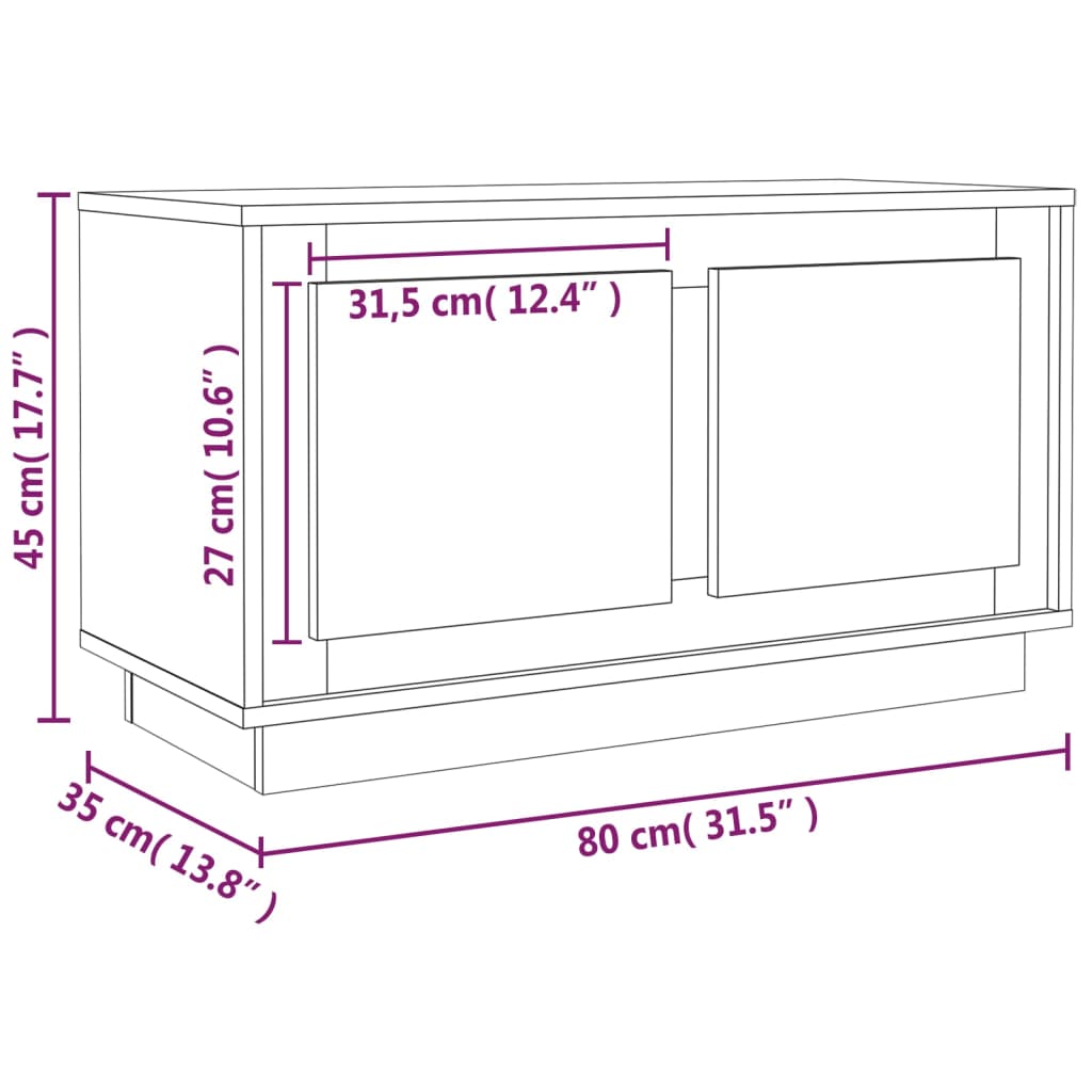 vidaXL TV Cabinet Grey Sonoma 80x35x45 cm Engineered Wood