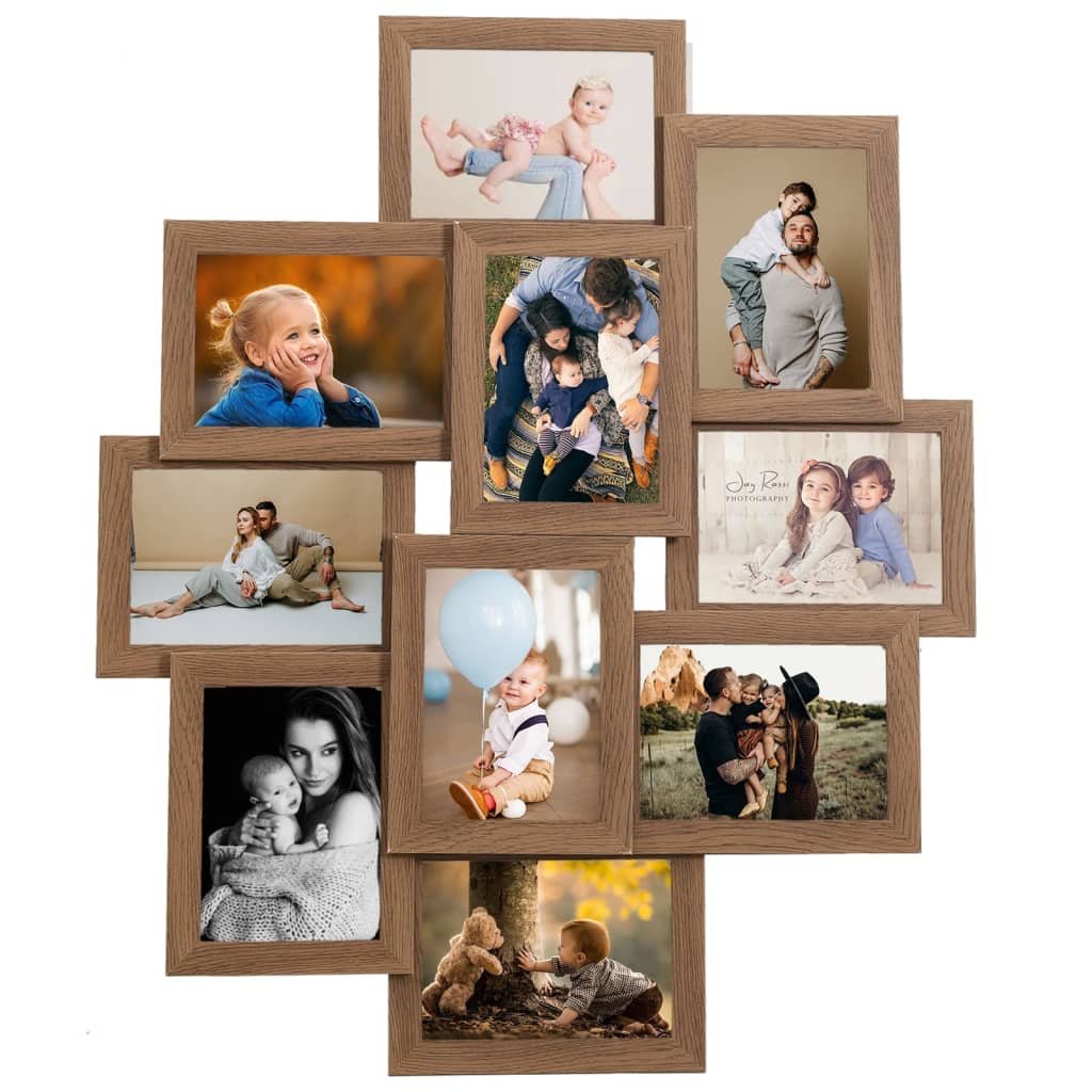 vidaXL Collage Photo Frame for 10x(10x15 cm) Picture Light Brown MDF