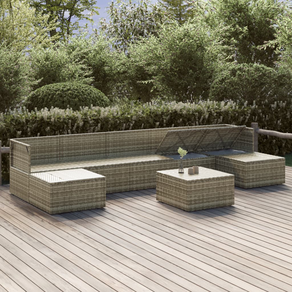 vidaXL 8 Piece Garden Lounge Set with Cushions Grey Poly Rattan