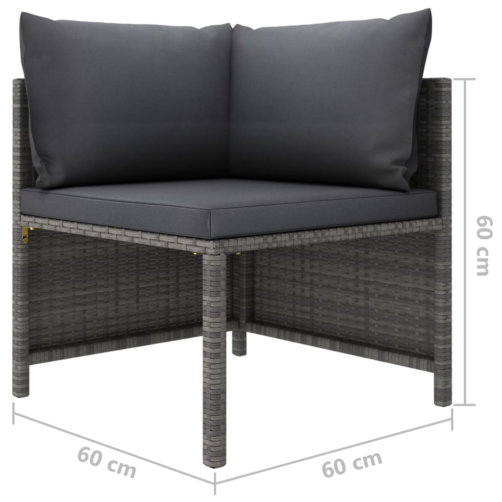 vidaXL 10 Piece Garden Lounge Set with Cushions Poly Rattan Grey