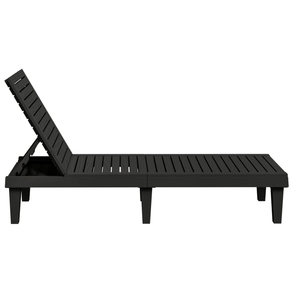 vidaXL Sun Loungers 2 pcs Black 155x58x83 cm Polypropylene