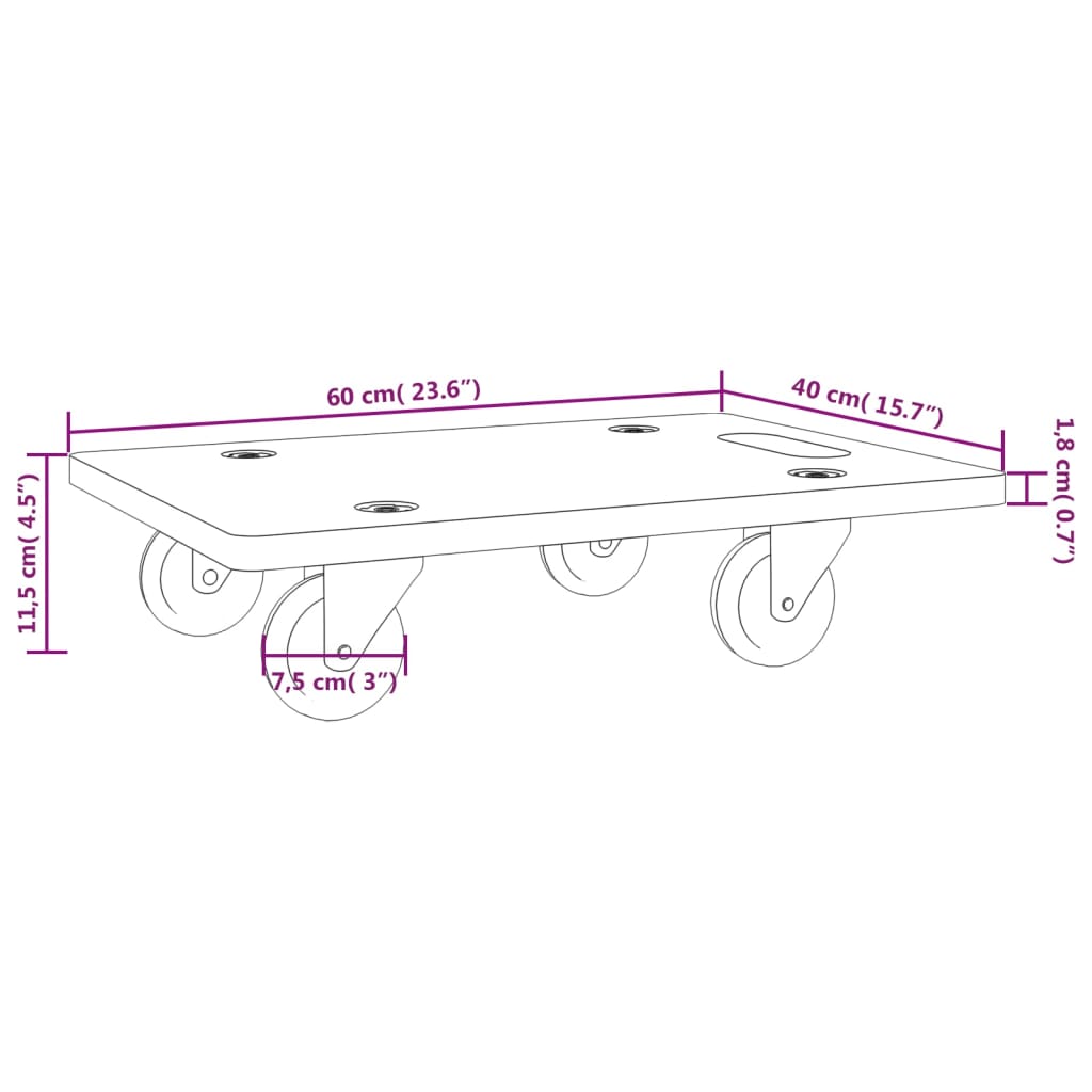 vidaXL Transport Trolleys 2 pcs Rectangular 60x40x11.5 cm