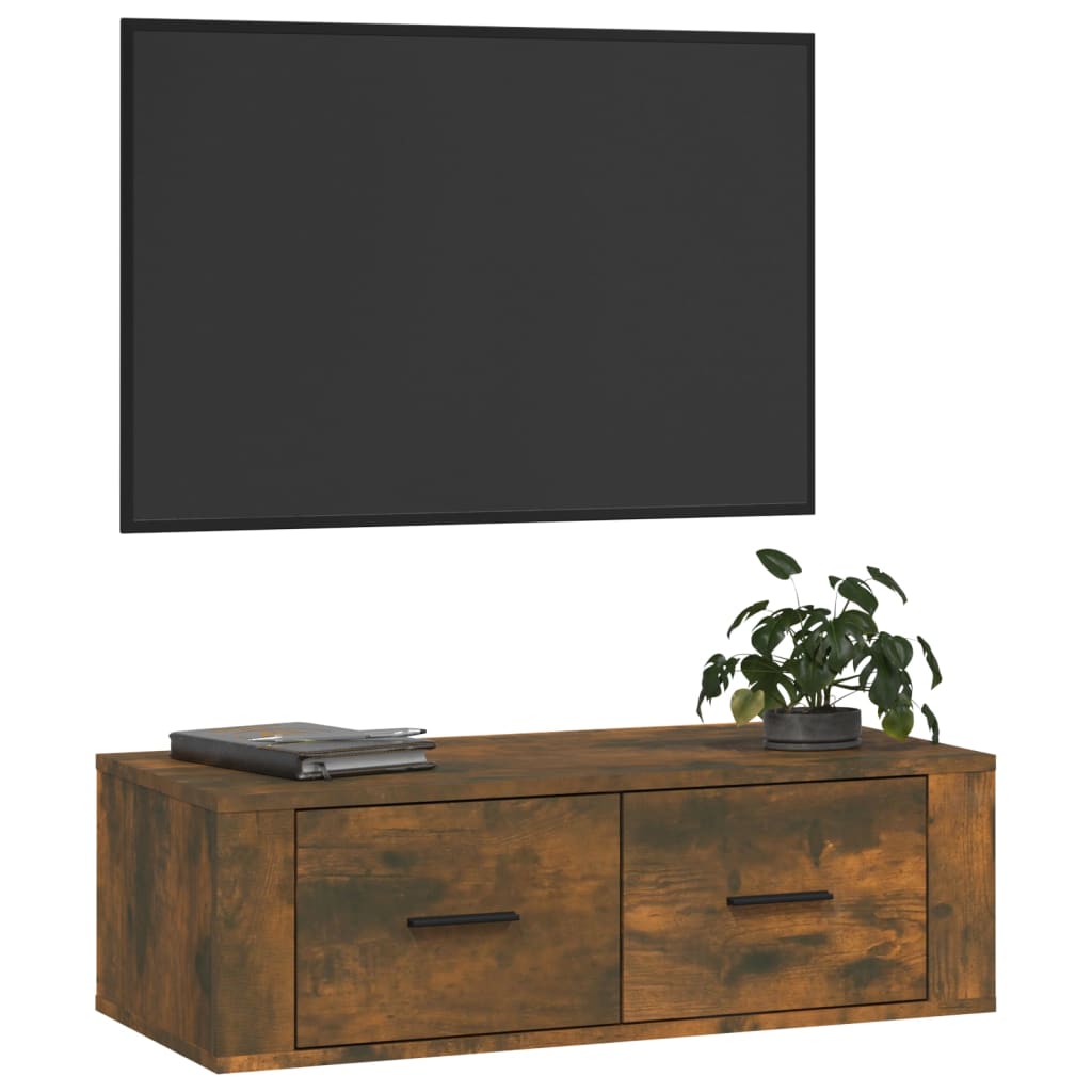 vidaXL Hanging TV Cabinet Smoked Oak 80x36x25 cm Engineered Wood