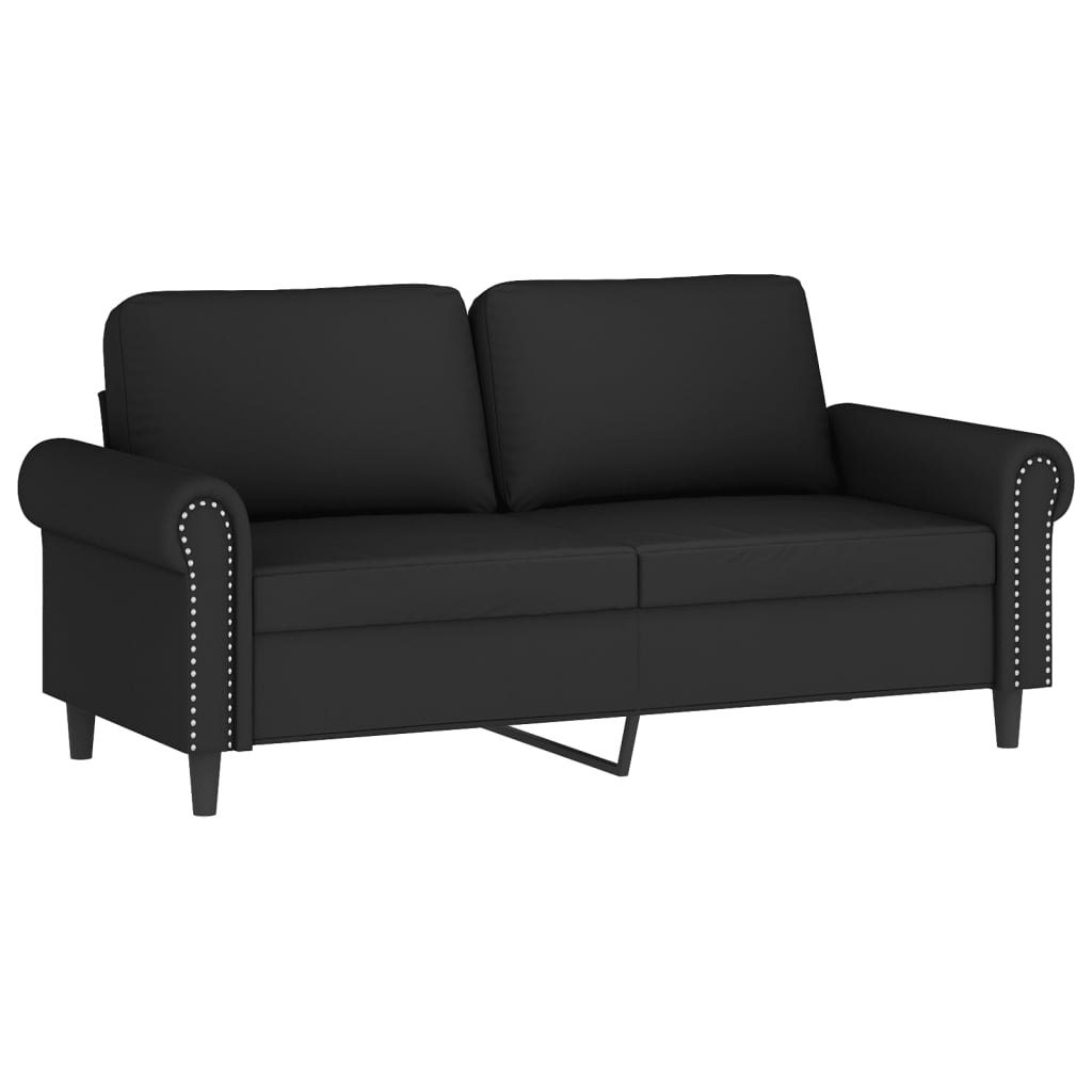 vidaXL 2-Seater Sofa with Throw Pillows Black 140 cm Velvet