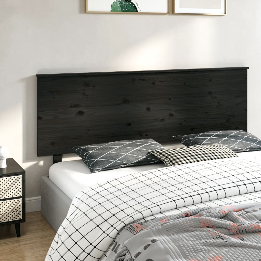 vidaXL Bed Headboard Black 184x6x82.5 cm Solid Wood Pine