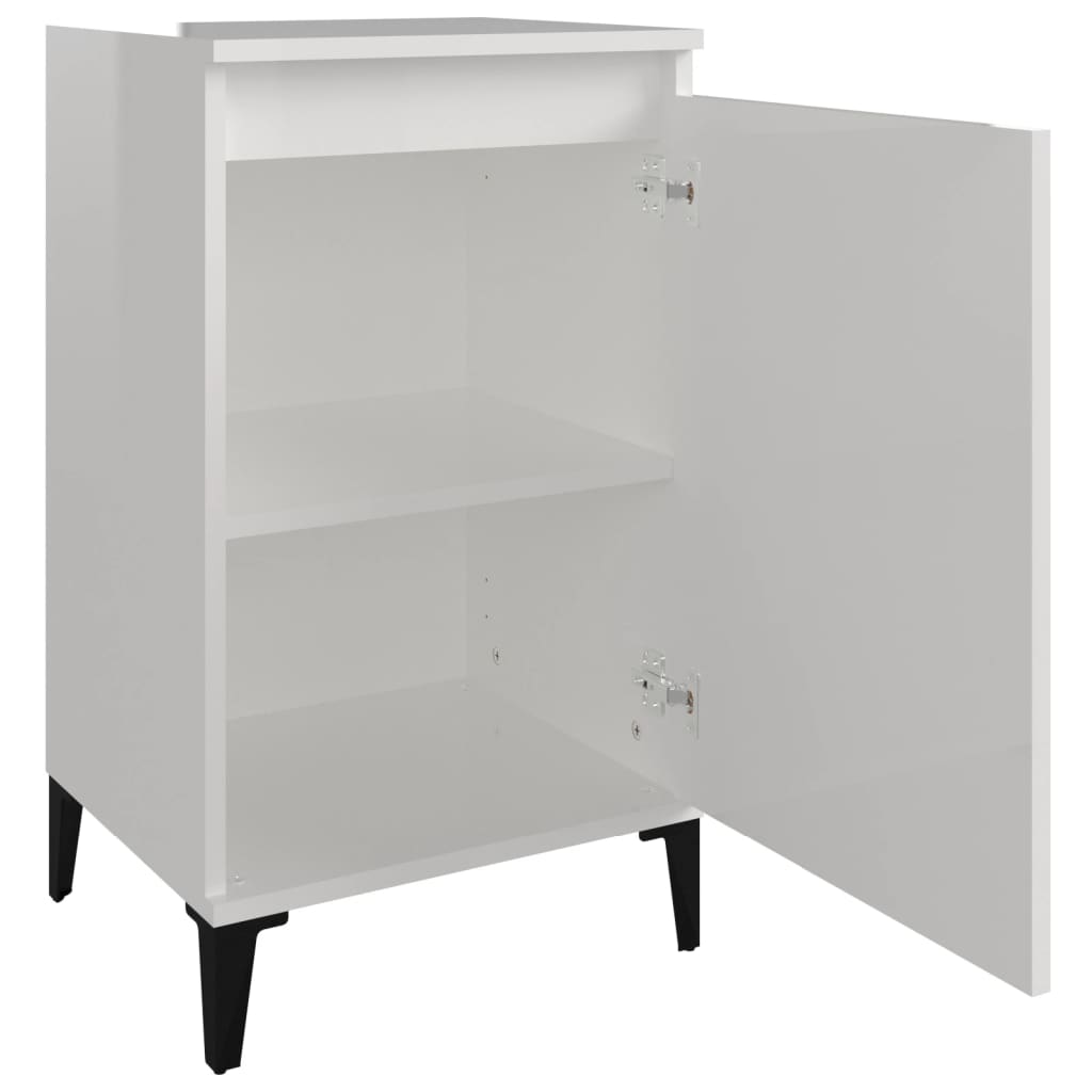 vidaXL Bedside Cabinets 2 pcs High Gloss White 40x35x70cm Engineered Wood