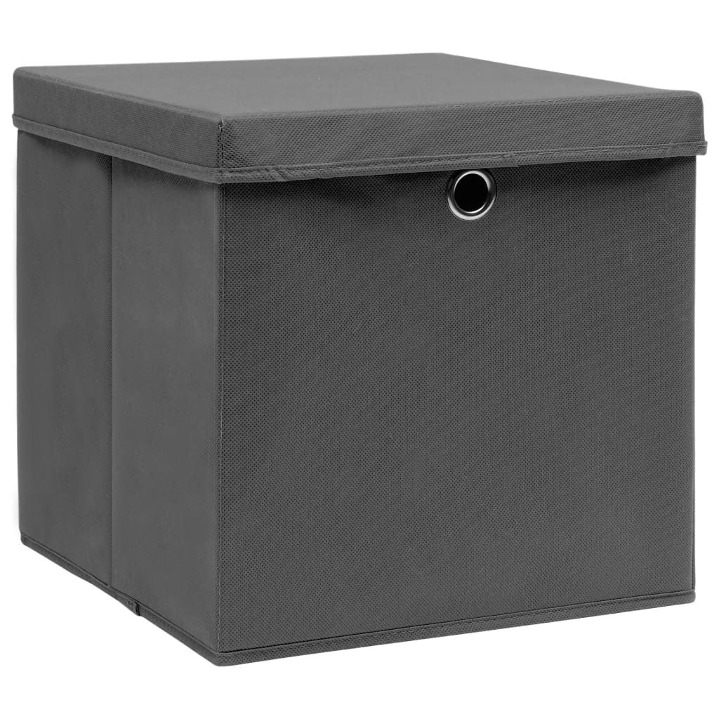 vidaXL Storage Boxes with Lids 4 pcs Grey 32x32x32 cm Fabric