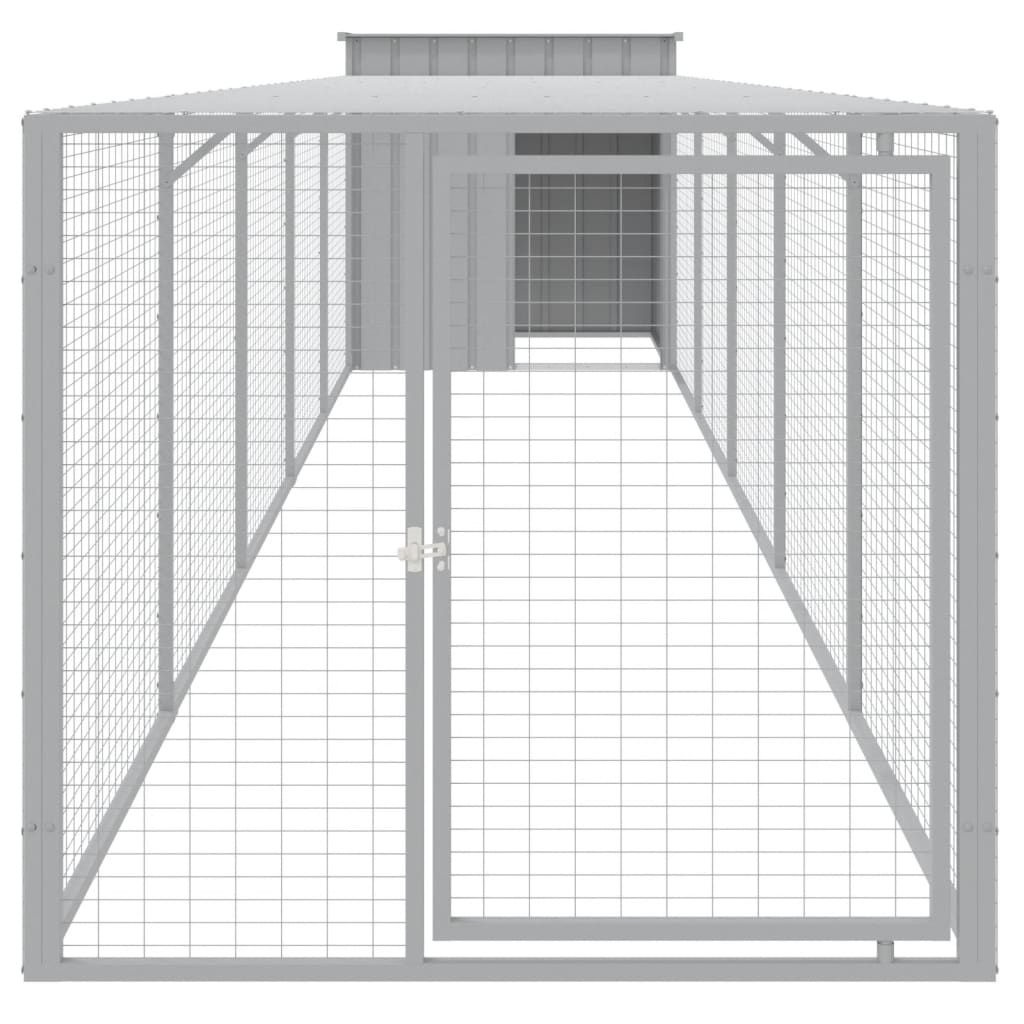 vidaXL Chicken Cage with Run Light Grey 110x609x110 cm Galvanised Steel