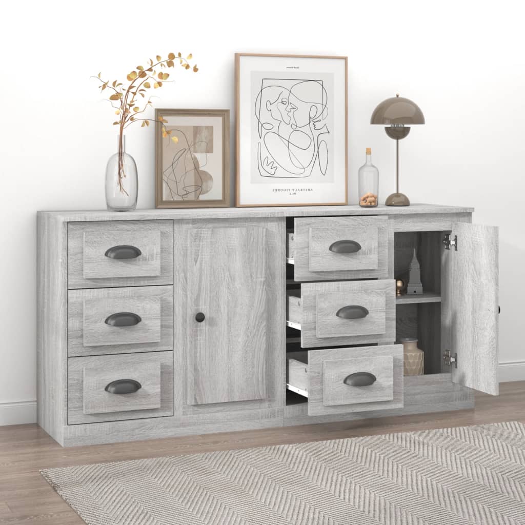 vidaXL Sideboards 2 pcs Grey Sonoma Engineered Wood