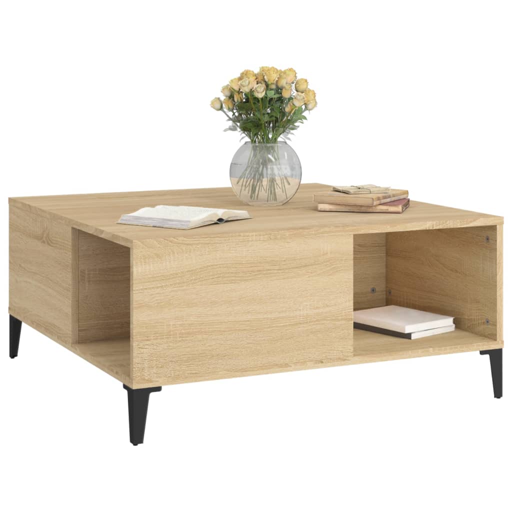 vidaXL Coffee Table Sonoma Oak 80x80x36.5 cm Engineered Wood