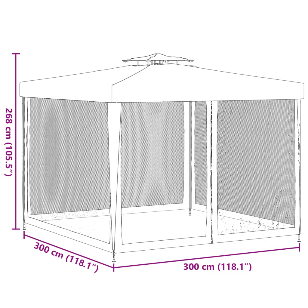 vidaXL Gazebo with Double Roof Blue 3x3x2.68 m Fabric