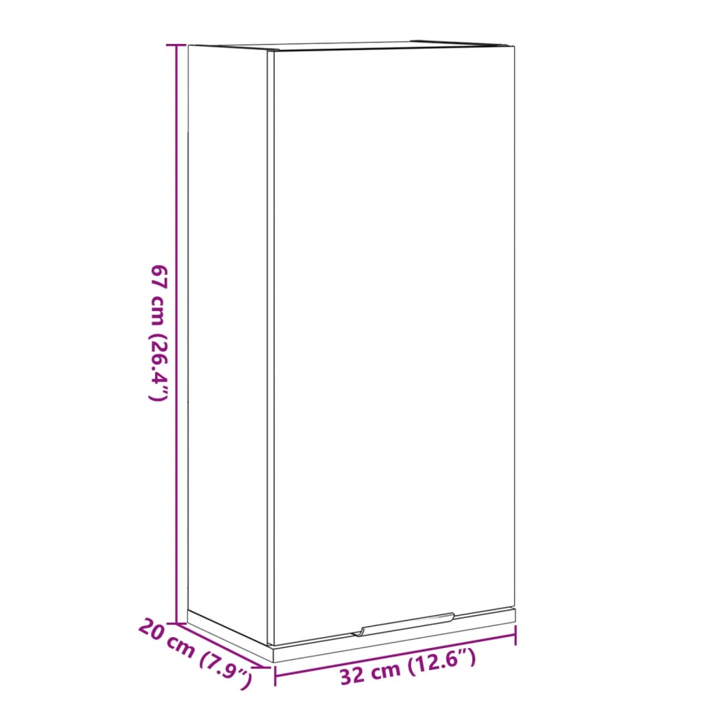 vidaXL Wall-mounted Bathroom Cabinet Sonoma Oak 32x20x67 cm