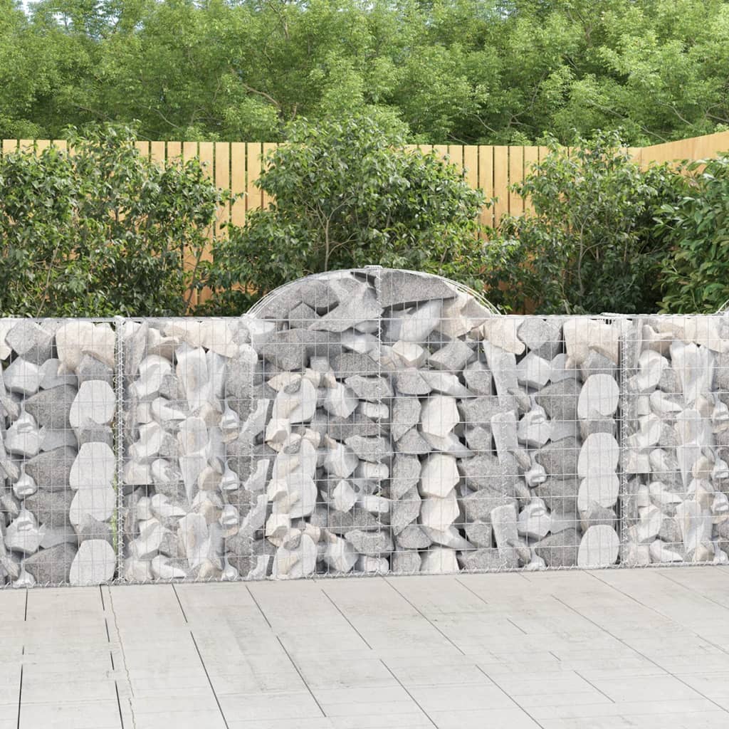 vidaXL Arched Gabion Baskets 15 pcs 200x30x100/120 cm Galvanised Iron