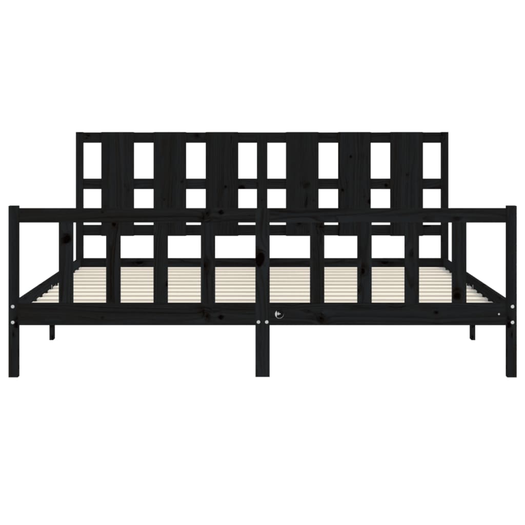 vidaXL Bed Frame without Mattress Black Solid Wood Pine