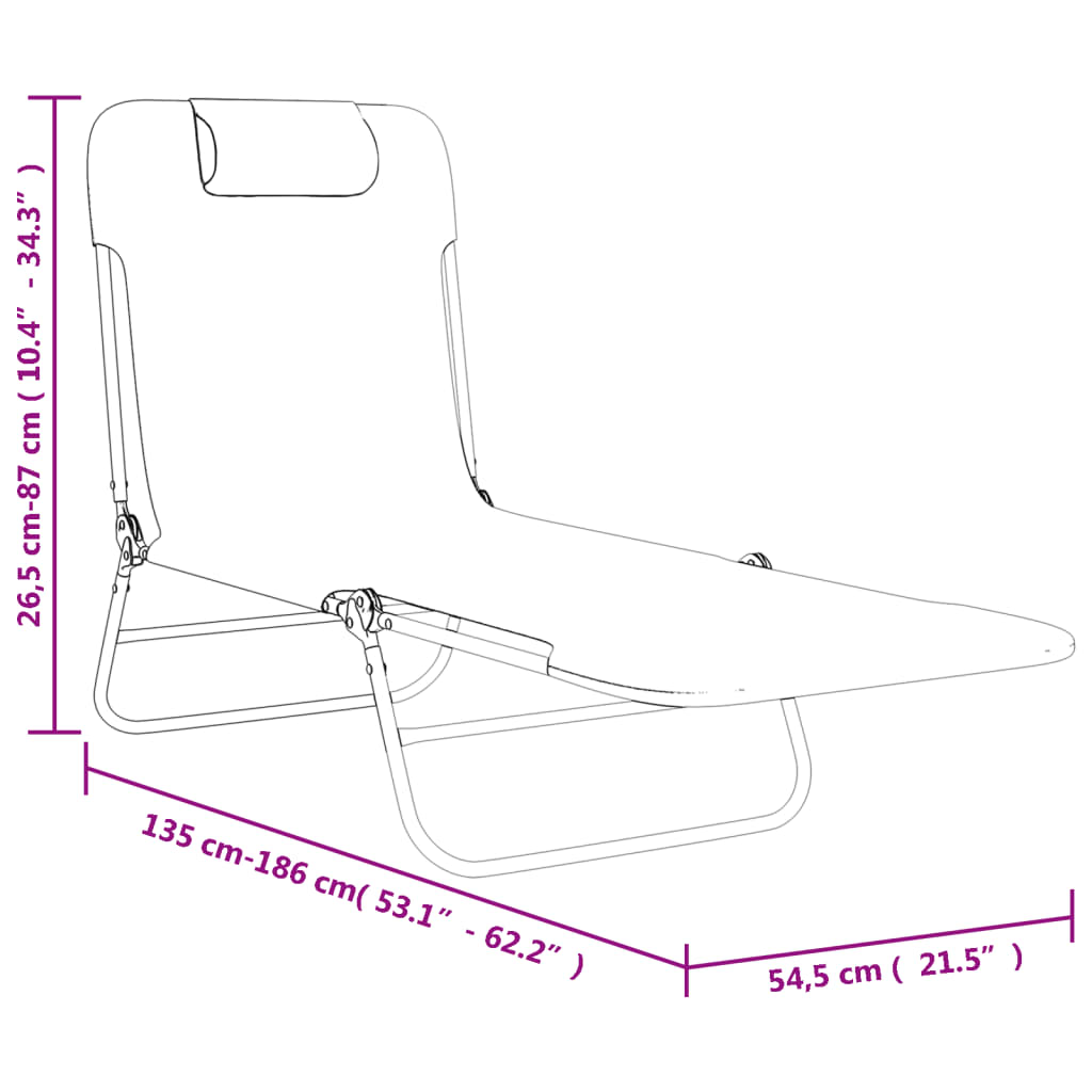 vidaXL Folding Sun Loungers 2 pcs Red Textilene and Steel