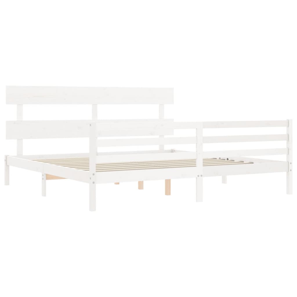 vidaXL Bed Frame without Mattress White Super King Size Solid Wood