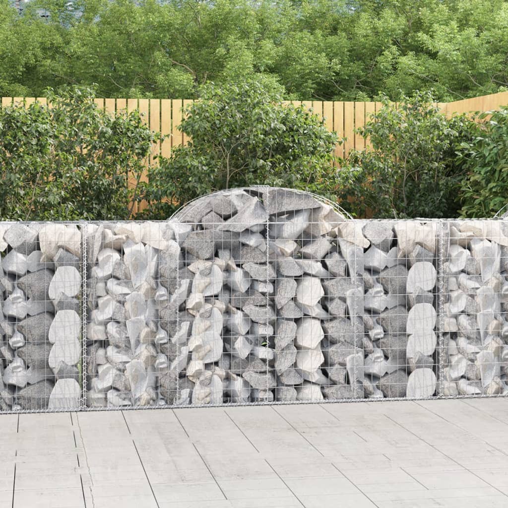 vidaXL Arched Gabion Baskets 10 pcs 200x50x100/120 cm Galvanised Iron