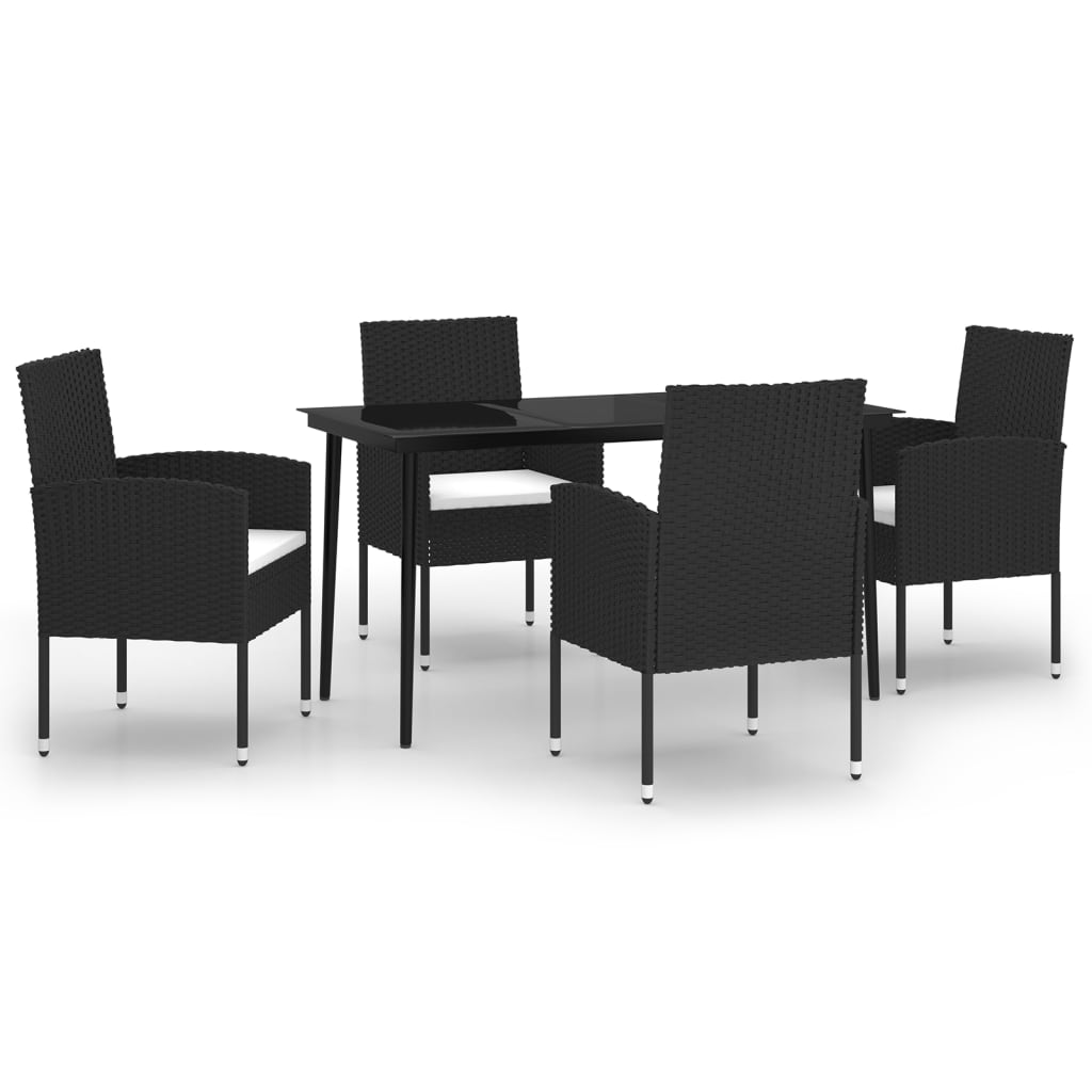 vidaXL 5 Piece Garden Dining Set Black