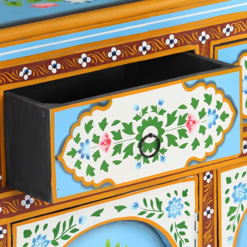 vidaXL Hand-Painted Sideboard Multicolour 110x30x76cm Solid Mango Wood