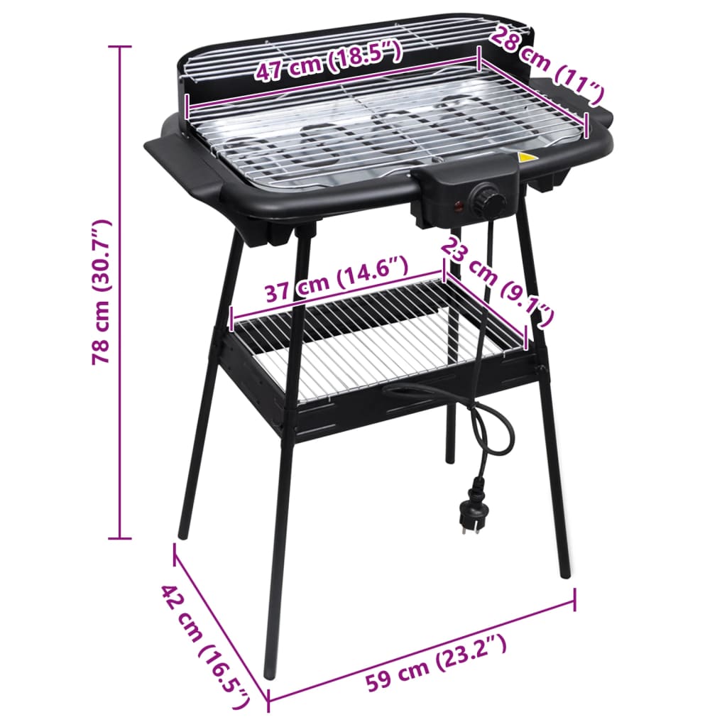 Rectangular Barbecue Electric BBQ Stand Grill Garden