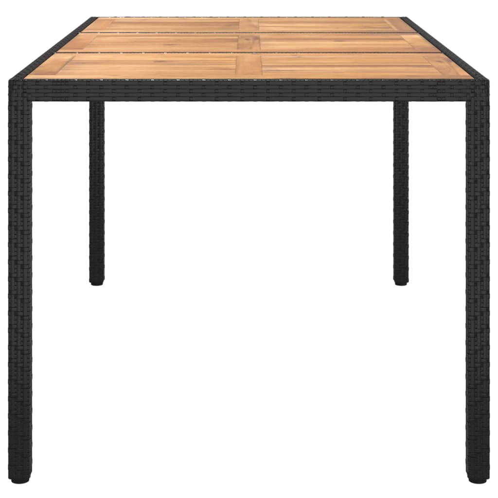 vidaXL Garden Table 150x90x75 cm Poly Rattan and Acacia Wood Black