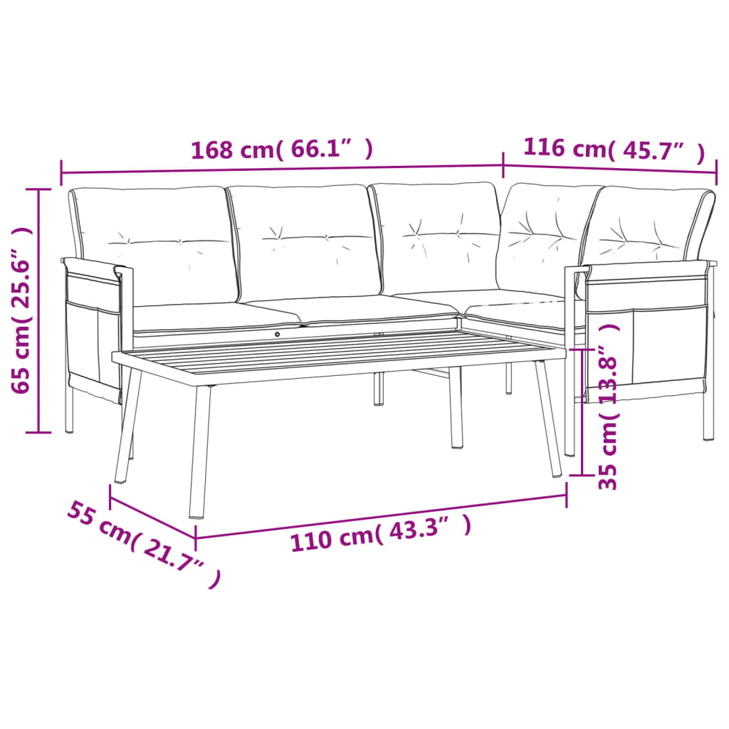 vidaXL 2 Piece Garden Lounge Set Anthracite Steel